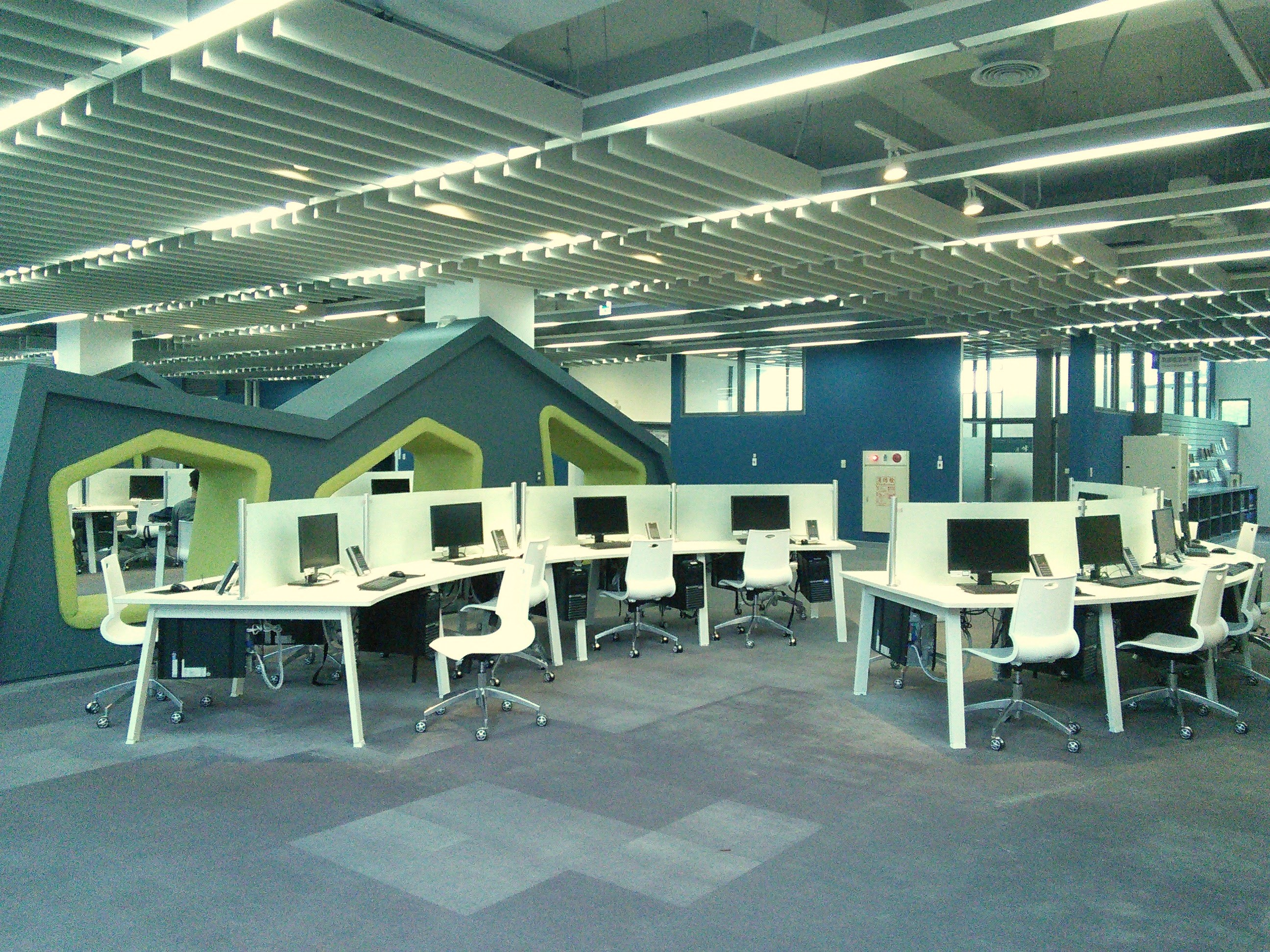 The computer area inside the library